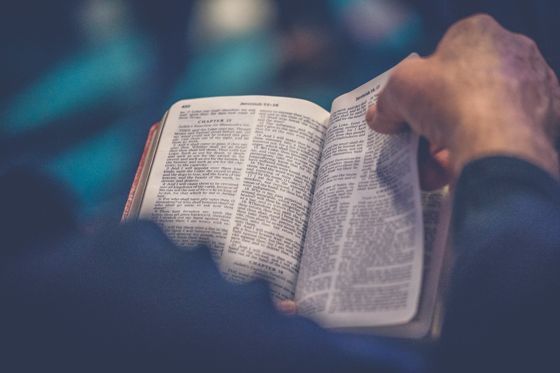 Light falling across an open Bible
